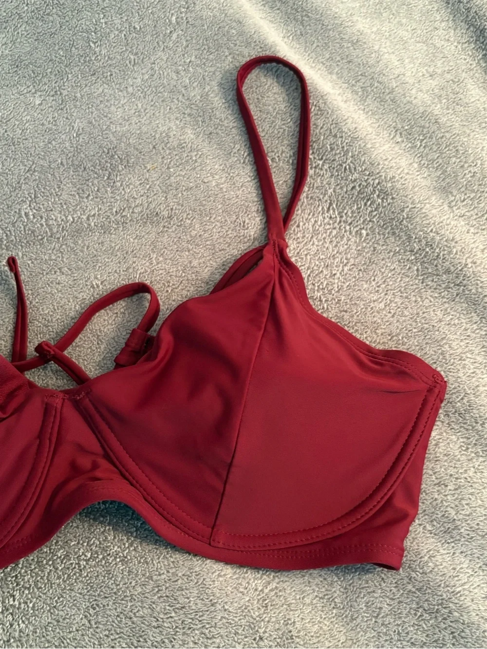 Time And Tru Bikini Top XL Red Underwire Adjustable Straps Strap Detail
